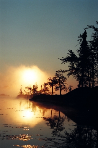 Beautiful sunrise on Dixie Lake, deep within the Patricia region