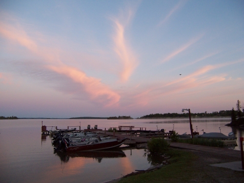 The colourful sunset predicts another nice day for fishing  on Wabigoon Lake.