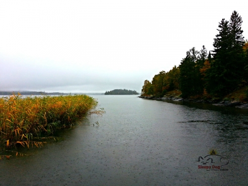 Even a little bit of rain can't take away from this pleasing view of Wabaskang Lake. Can't you see yourself taking in this scenery in person next summer ?