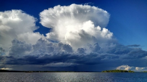 Some interesting clouds in the sky over one of the lakes in Canada's Heartland. 