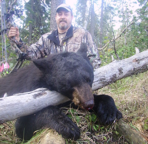 A trophy bear caught by one of the visiting hunters at Indian Point Camp. You can imagine the adrenaline rush you get when you see one of these big guys in the wild!